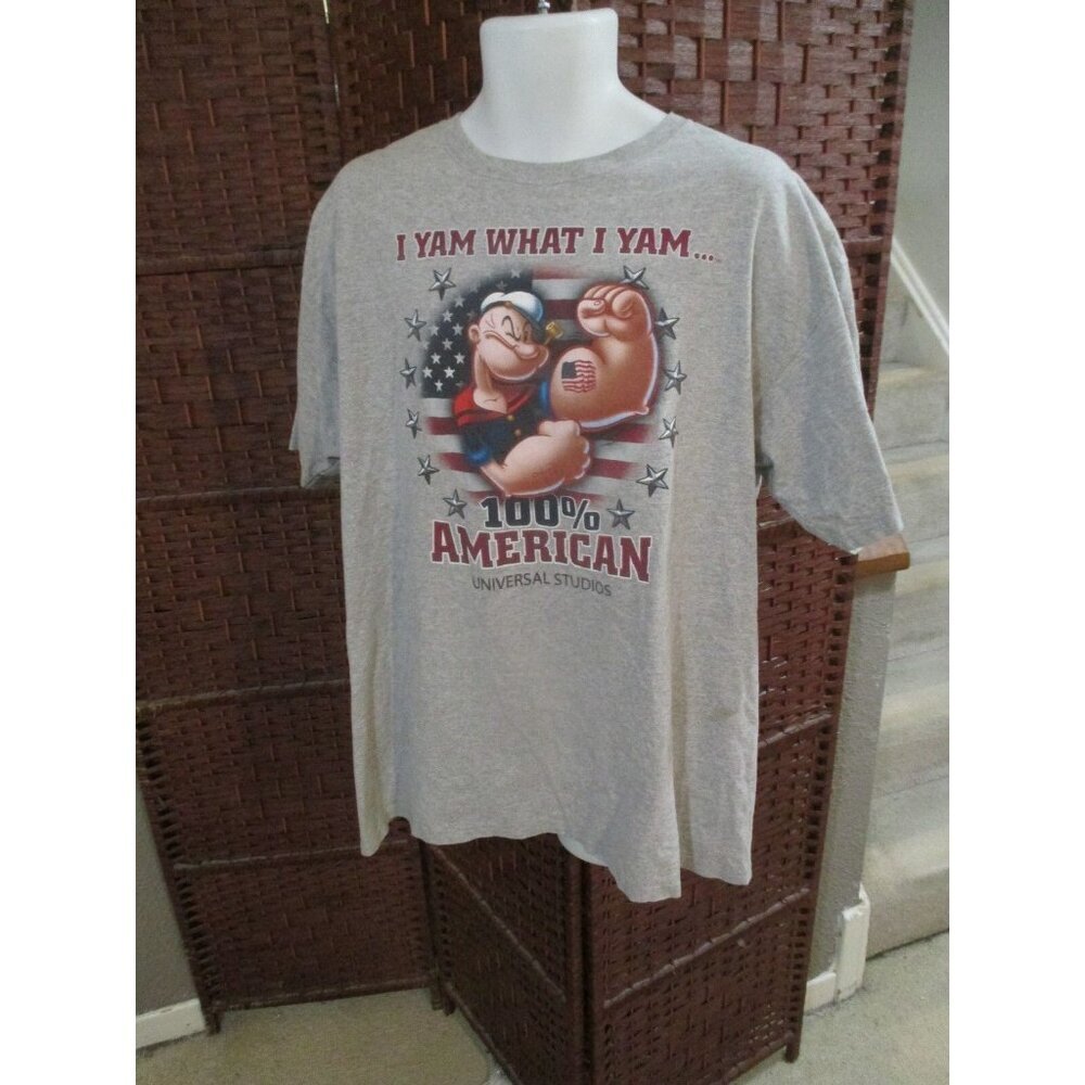 Universal Studios Popeye I Yam What I Yam 100% American promo T Shirt Men's 2XL